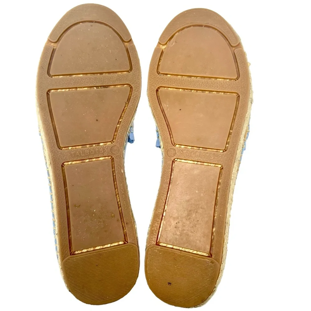 Talbots women's Izzy Light Blue Suede Espadrille Slip On Flats size 8